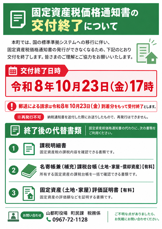 価格通知書交付終了チラシ